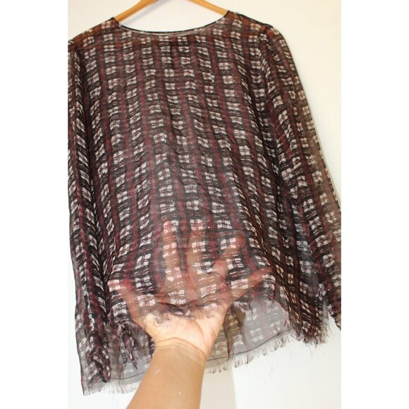 Altuzarra 100% silk sheer Women's Blouse Size 36/ Medium Stripped top Italy - Picture 5 of 9